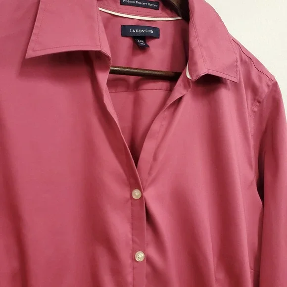 Lands End Womens Long Sleeve‎ No Iron Pinpoint Oxford Button Up Shirt Size 22W - Picture 2 of 14